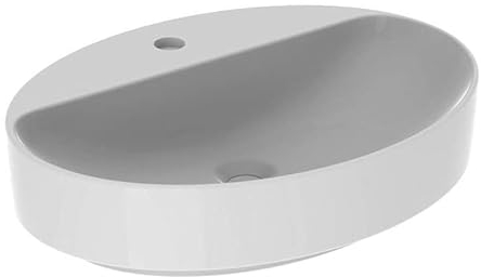 Geberit VariForm Aufsatzwaschtisch oval, 600x450mm, mit Hahnloch, ohne Überlauf, Farbe: Weiß, mit KeraTect - 500.773.00.2