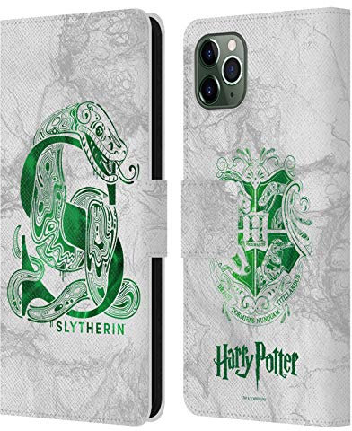Head Case Designs Officially Licensed Harry Potter Slytherin Aguamenti Deathly Hallows IX Leather Book Wallet Case Cover Compatible With Apple iPhone 11 Pro Max