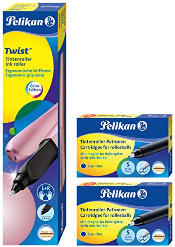 Pelikan 806299 Twist Tintenroller rosa (Rosa + Patronen)