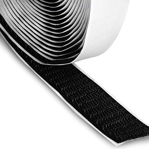 FrogJim 5m Hakenband selbstklebend schwarz 20mm breit - 5 m Rolle Klettband nur Haken 20 mm klebend KRGSH5