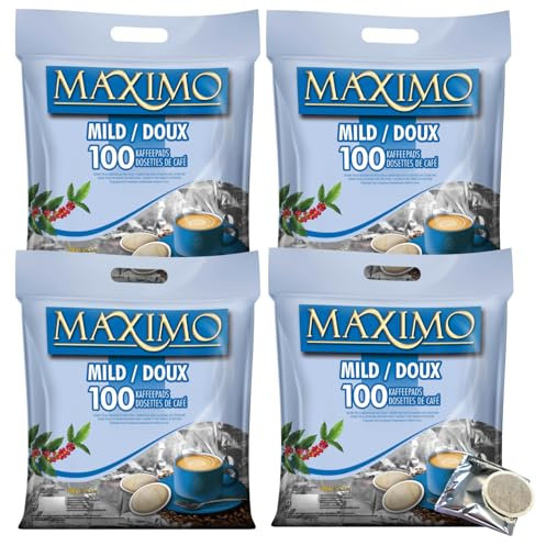 MAXIMO Doux | 4x100 Dosettes de café compatibles SENSEO® | Emballage individuel pour une meilleure conservation et une hygiène irréprochable