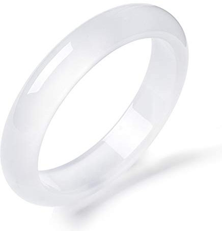 AKT Natürliches Weißes Jade Armreif Charm Jewellery Fashion Accessoires Handgeschnitztes Glücksamulett für Damen Lady,54-56mm