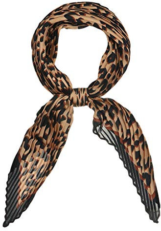 Sourcing Map Foulard Losange Plissé Imprimé Léopard pour Femme Dame Noir Taille Unique