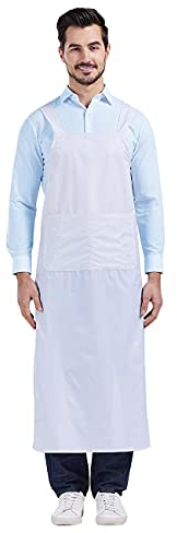 Nanxson Unisex wasserdicht Schürzen Arbeitsschürze Fleischerschürze Metzgerschürze mit 2 große Tasche für Industrie, Lebensmittelservice, Metzgerei, Reinigung CF3116 (Weiß, eine Size)
