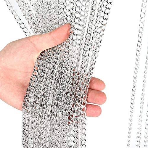 Aluminum Chain Curtain, 84.4x35.4in Aluminium Fly Door Chain Curtain for Doorways, Metal Fly Curtain Insect Blinds Pest Control Curtain for Room Office Store Decoration, Silver