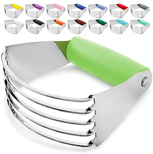 Professional Dough Blender, Pastry Cutter Stainless Steel, Heavy Duty Pastry Blender and Dough Cutter with Blades by Zulay Kitchen - Light Green