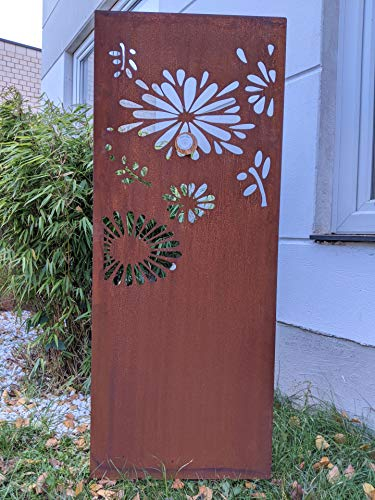Zen Man Edelrost Garten Sichtschutz aus Metall 1mm Rost Gartenzaun Gartendeko Rost Sichtschutzwand 031648-2 B50 H125cm