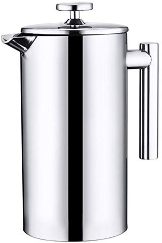 Lids Cafetiere Französische Presse Kaffeemaschine, Doppelwandige Kaffeekanne Aus Edelstahl, Hitzebeständiger Tee Oder Cafetiere-Wasserkocher Eingebaute Filterkaffeemaschine Zu Hause Büro (800ml)