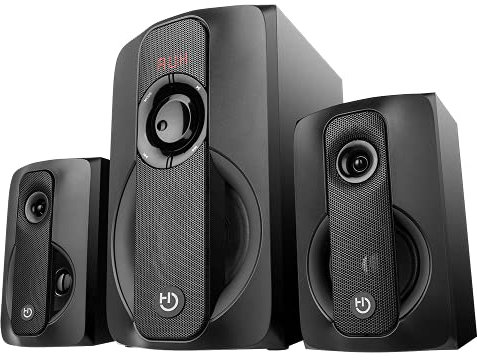 Enceintes 2.1 HIDITEC H400 Black Edition 80 W. Connexion Bluetooth, USB, Carte mémoire, Musique, Film, Jeux, Radio FM. Contrôle à Distance