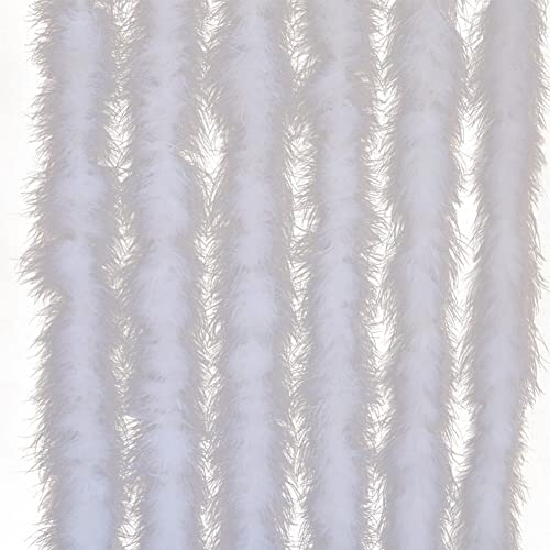 Herbests Weiße Federboa für Weihnachtsbaum, 2M Karneval Kostüm Fasching Boa Federn Weiße Federn Boa-Streifen Weihnachtsband für Weihnachtsbaum Party Dekoration Kostüm-Zubehör Girlande Dekoration