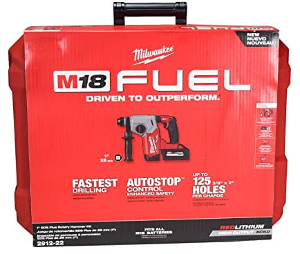 Milwaukee 2912-22 M18 FUEL Brushless Lithium-Ion 1 in. Cordless SDS Plus Rotary Hammer Kit (6 Ah)