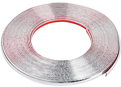 Pinsheng Chrom Zierleiste Auto Styling Strip Zierleiste Chromleiste 10 mm x 15m Klebeband Leisten Aufkleber Silber Selbstklebend Universal Auto Chromleiste Silber