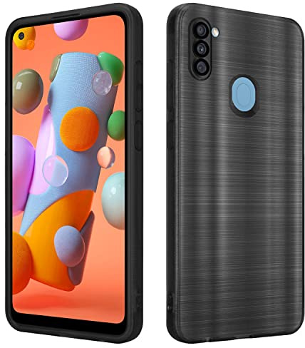 Cadorabo Hülle kompatibel mit Samsung Galaxy A11 M11 Schutzhülle TPU Silikon Case Brushed Design mit Kameraschutz Slim Kratzfest Weiche Gummi mit Rundumschutz Case Hülle für Galaxy A11 M11 in Schwarz