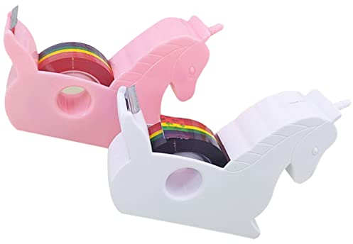 2stücke Einhorn Klebebandabroller Kawaii Tape Dispenser Und Niedlicher Klebebandschneider Für Büro Schule Und Zuhause Cartoon Klebebandhalter Im Einhorn-design