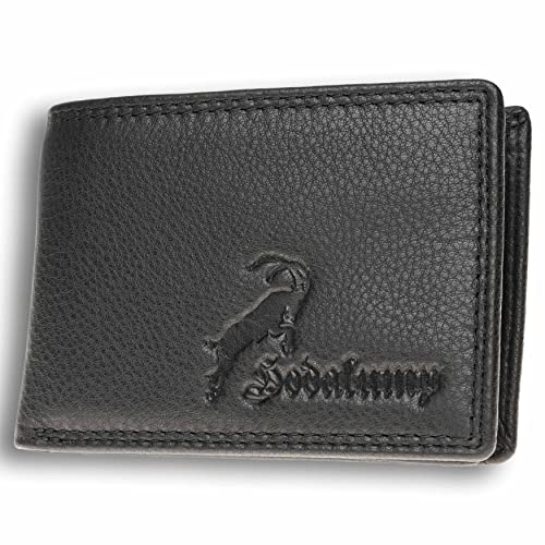 hodalump Echt-Leder Geldbörse • Geldbeutel für Damen und Herren mit RFID-Schutz • Portmonee mit Münzfach in Schwarz