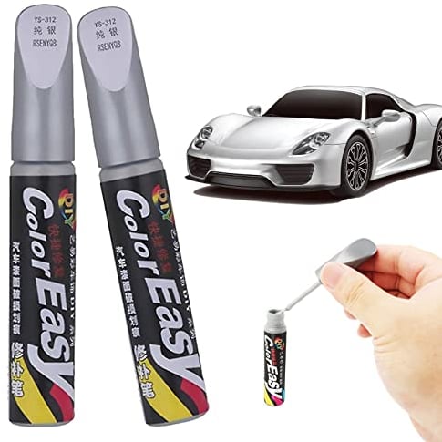 TUKNN Auto Lackstift, Lack Reparatur, Auto Reparatur Lack Auto Pinsel, Auto Kratzer Reparatur Stift, Lackstift Auto Lack Reparatur für Auto Kratzer Reparatur, 2 Stück(Silber)