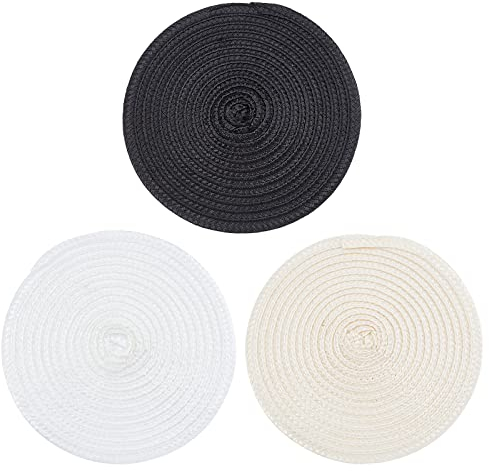 FINGERINSPIRE 3 Piezas Base Sombrero para Hacer Sombreros 15 cm (Blanco, Negro, Color maíz) Plana Redonda Base Sombrero Paja, Sombrero Fascinador, Vintage Base Paja para Fiesta, Boda, DIY Casquillo