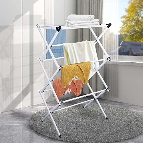 KZAN 3 Tier Clothes Airer Dryer Laundry Horse Drying Rack Indoor Outdoor Heavy Duty