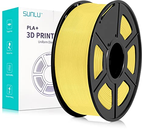 SUNLU PLA Plus 3D Druckerfilament, ordentlich gewickeltes PLA+ Filament 1.75mm, robustes 3D Filament, kompatibel mit FDM Druckern, Maßgenauigkeit +/- 0.02 mm, 1kg Spule(2.2 LBS), Macaron Zitronen Gelb