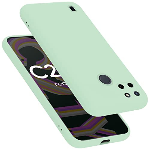 Cadorabo Hülle kompatibel mit Realme C21Y / C25Y Hülle Silikon Handyhülle für C21Y / C25Y Case aus flüssigem Silikon- Kratzfeste und stoßfeste dünne TPU Schutzhülle - Liquid HELL GRÜN