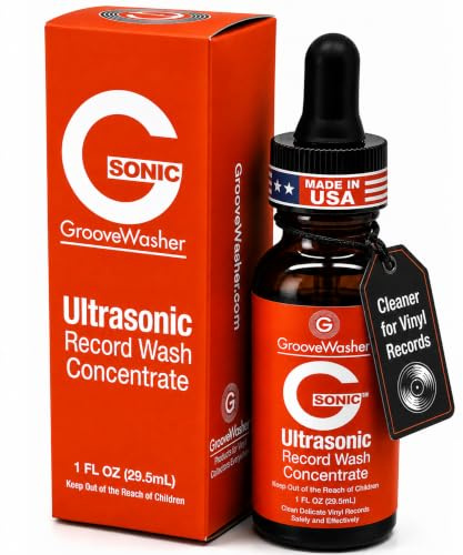 GrooveWasher G-Sonic Ultrasonic Record Wash Concentrate – Professional Cleaner for Vinyl Records, Compatible with Record Cleaning Machines, Safe Groove Penetrating Cleaner for Delicate Vinyl Records