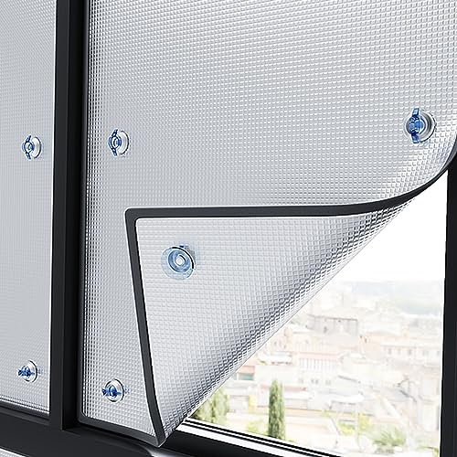 Zlovne Film de Protection Solaire Anti Chaleur,Film Aluminisé Réutilisable,Film Fenetre Anti Regard,Film Opaque Vitrage 8 Mm d'Épaisseur,Film Electrostatique Vitre,avec Ventouse (70x100cm/28 x39)