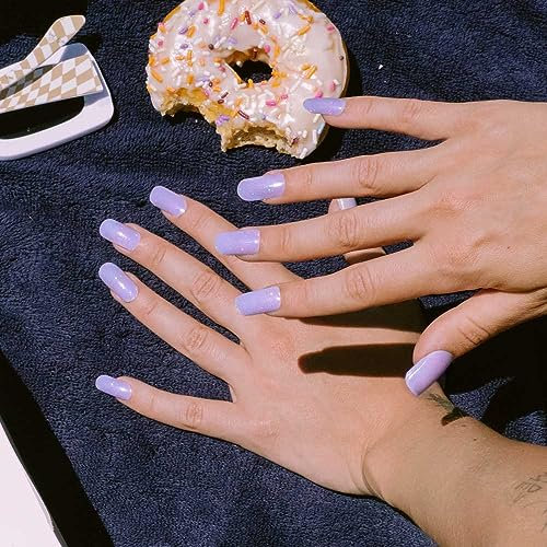 DANNI & TONI Semi Cured Gel Nail Strips,Fine Glitter Gel Nail Stickers Solid Colour (Blue Lagoon),Salon-Quality Gel Nail Polish Strips Manicure Stickers Set 28Pcs
