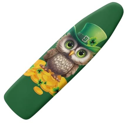 Belidome St. Patrick's Day Bügelbrettbezug mit Eulen-Motiv, elastisch, einfach anzubringen, Bügelbrettbezug
