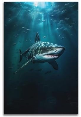 Zamou Leinwandposter Hai, Wandkunst, dekoratives Wohnzimmer-Poster, Schlafzimmer-Poster, 30 x 45 cm, ungerahmter Stil