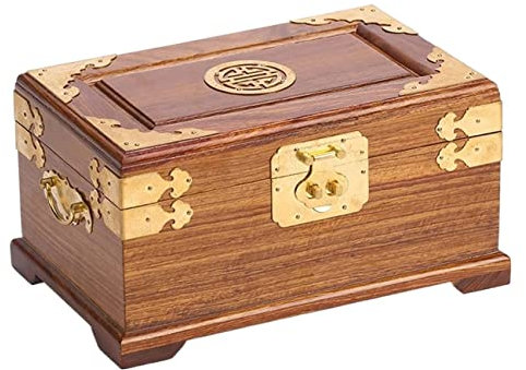 YIHANSS Schmuckkästchen, Vintage-Schmuckkästchen aus Holz mit Spiegel, Retro-Schatztruhe, Schatzkiste, Schmuckaufbewahrungstruhe, antiker Schmuck-Organizer, Schmuck-Organizer für Mädchen