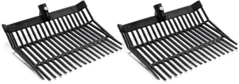 iFutniew Testa di ricambio per forcella per letame, testa forcone, rastrello per letame, per raccogliere letame, rimozione dei rifiuti stabile, facile da installare, facile da usare, nero, 2 pezzi