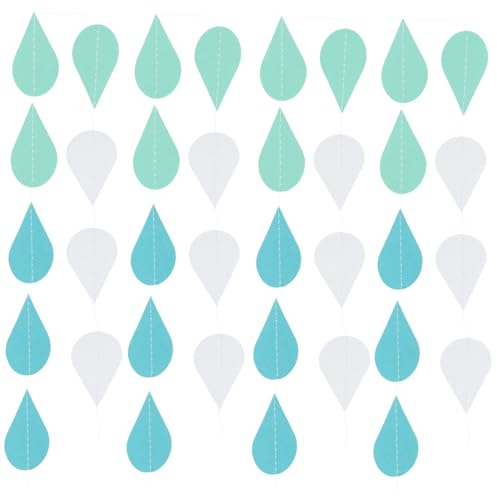 HOMOCONO Regentropfen Girlande Aus Iridescent Papier 1 2M Lange Dekoration FüR Hochzeit Baby Shower Party Und Festliche AnläSse 9 StüCk in Bunt