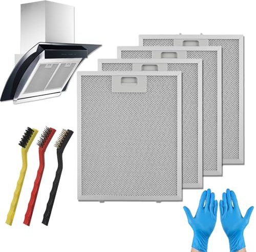 DERJDISF Filtri Cappa Cucina - Pacco da 2, Filtro Cappe Cucina, Filtro Cappa Completo di Due Paia di Guanti e Una Spazzola (12.6 x 10.24 x 0.35in)