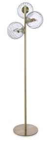 Vente-unique - Lampadaire en métal et verre fumé - 3 globes - L. 30 x P. 40 x H. 150 cm - Doré - SUSANNE