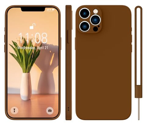 KPPIT for iPhone 13 Pro Case Silicone,for iPhone 13 Pro Phone Case Shockproof Cover with Microfiber Lining,Silky-Soft Touch Full-Body Protective 6.1 inch(Brow) Brown