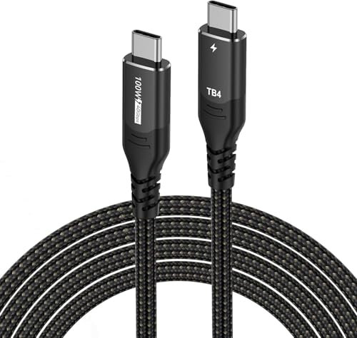 Cable USB C Thunderbolt 4 40 Gbps, carga rápida 100 W USB 4 cable de datos, 8 K @ 60 Hz, cable USB C a USB C para MacBook, Dock, PSSD, iPhone 16, ordenador portátil, Android Auto, eGPU, 2 m