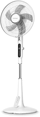 DARDARUGA Ventilatore a Piantana Digitale Oscillante, Design Premium, Silenzioso, Touch Screen, Night Mode, Antizanzare, Timer, Telecomando, Risparmio Energetico, Altezza Regolabile, BIANCO PERLA