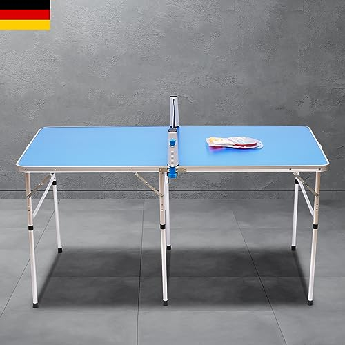 Tischtennisplatte,Klappbarer Tischtennistisch,Tragbarer Mini-Tischtennistisch,Indoor-Tischtennistisch mit Bällen,Schläger und Netz,152 * 76 * 76cm