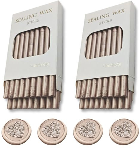 Ioggtser 40 PCS Mini Glue Gun Wax Seal Stick for Stamp, Wedding Invitations, Cards, Envelopes (Champagne Gold)