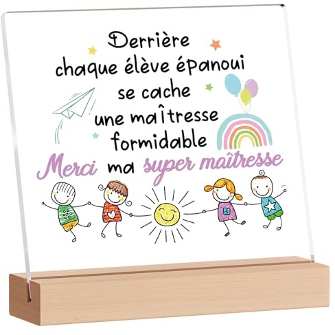 Cadeau Maitresse D'école, Acrylique Plaque Merci Maitresse | Cadeau Maitresse D'école Fin D'année, Idee Original Cadeaux pour Meilleur Maîtresse, Cadeau Maitresse Noel