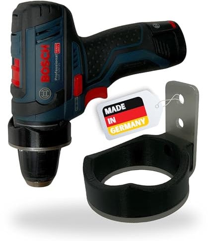 LADSPRINT® Edelstahl Wandhalterung passend für Bosch GSR12V-15 und viele andere Modelle | Robust und Stabil | Perfekte Passform | Made in Germany | Sichere und platzsparende Aufbewahrungslösung