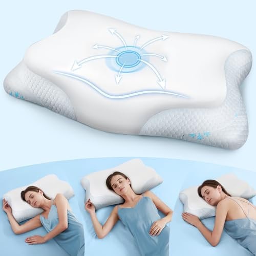 CloudÉtoile NackenKissen Kopfkissen Memory Foam ‑ 2‑in‑1 Ergonomisches Orthopädisches Kissen Viscoschaum Seitenschläferkissen, Höhenverstellbar Nackenstützkissen Memory-Schaum Kissen, Weiß 64x38x12 cm