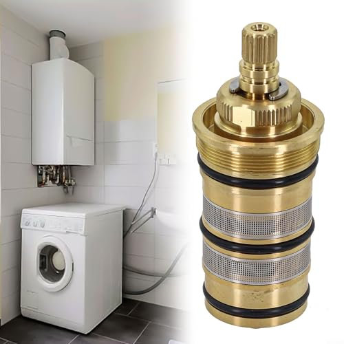 HEBEOT Valvola termostatica a cartuccia in ottone, valvola termostatica di ricambio in ottone, cartuccia termostatica per doccia, miscelatore per doccia, per miscelatori doccia