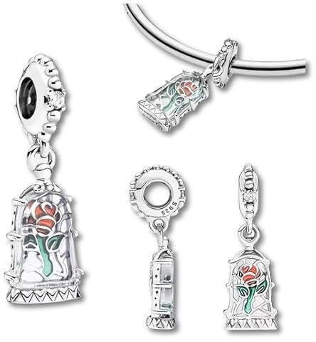 JOME Charm in Argento 925 | Ispirato al Mondo Magico di Disney | Compatibile con Braccialetti Europei (Rosa Incantata)