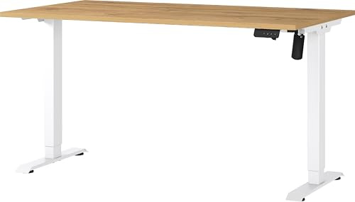 Germania Schreibtisch 8023-552, in Grandson-Eiche-Nb./Weiß, elektr. höhenverstellbar, 140 x 119 x 80 cm (BxHxT)