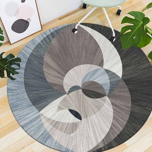 Abstrakte Teppiche runder Wohnzimmerteppich Grau Schwarz Weiß 60cm 80cm 100cm 120cm 140cm 160cm 180cm 200cm Flauschige Teppiche für Schlafzimmer Wohnzimmer Terrasse Teppich 160CM