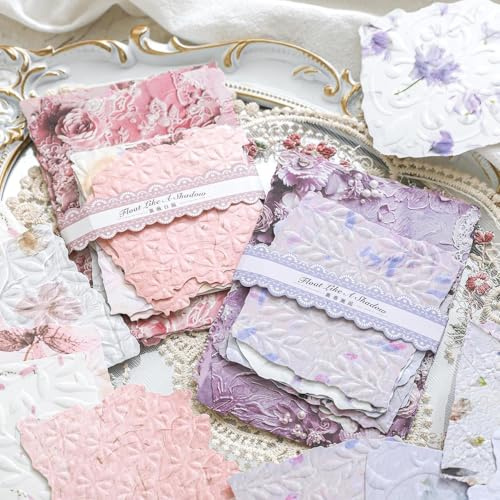 Scrapbook Papier Set,80 Blätter Vintage Scrapbook Zubehör Papier,Romantic Blumen Paper for Scrapbooking,Bullet Journaling,Junk Journal,Notebook,Diary,Planner,Calendar,Photo Frame(Rose Daily)