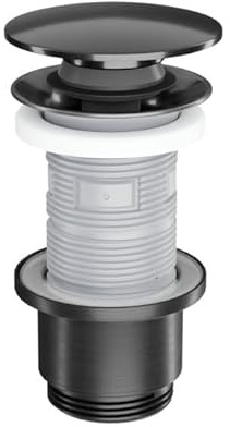 ECOLAM Click Clack Ablaufventil Messing für Waschbecken Bidet mit/ohne Überlauf Stöpsel Pp-Up Push-Up 63 mm (Graphit gebürstet)