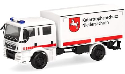 Herpa Model Truck MAN TGM MzKW (multi-purpose vehicle) Disaster Control Lower Saxony, miniature scale 1:87, collectible, Made in Germany, plastic