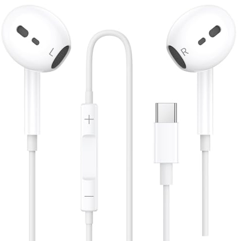 Kabelkopfhörer für iPhone 15 16 17, USB C Kopfhörer mit Kabel für iPhone 17 16 15 Plus/Pro/Max, In Ear USBC Ohrhörer HiFi Stereo mit Mikrofon iPad Air Mini/Samsung S25 S24 S23 S22 S21 Ultra/Pixel usw
